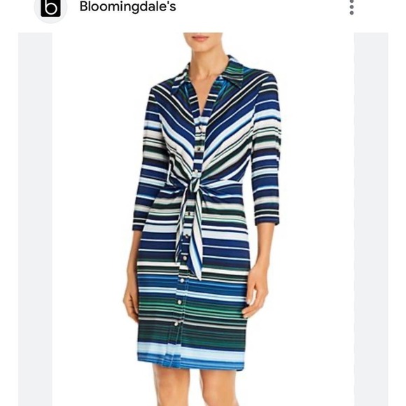 T Tahari Striped Shirt DressBlue Women's Size 8 New - Picture 1 of 12